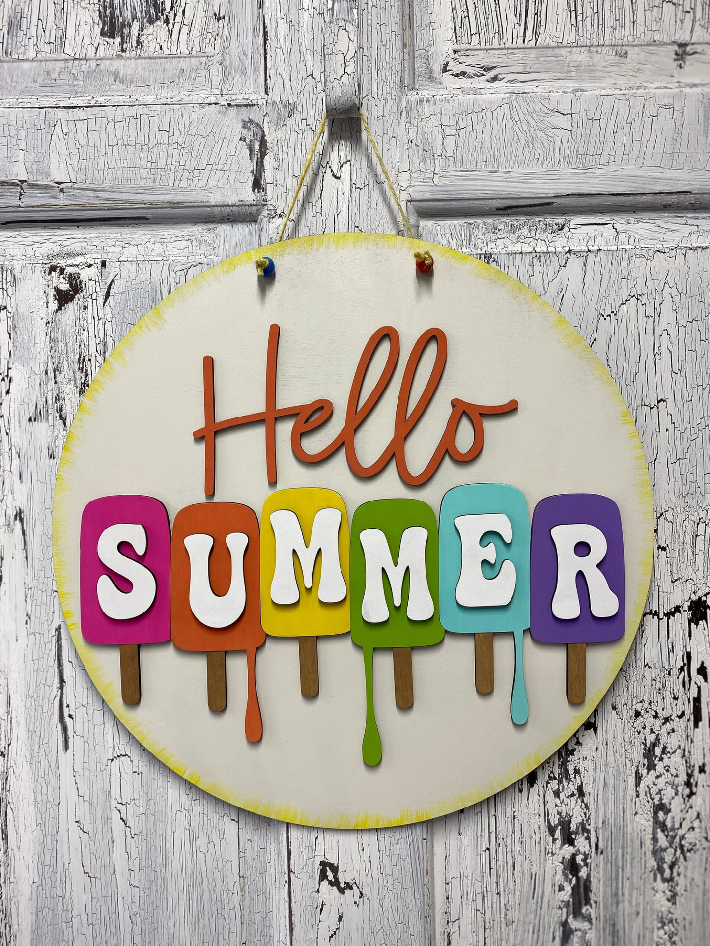 Hello Summer with Popcicles Round Door Hanger DIY Kit