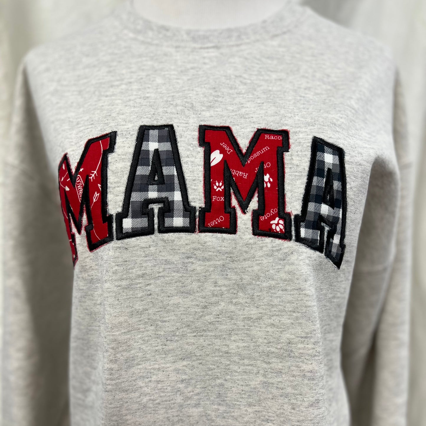 Large Raw Edge Mama Embroidery Crewneck