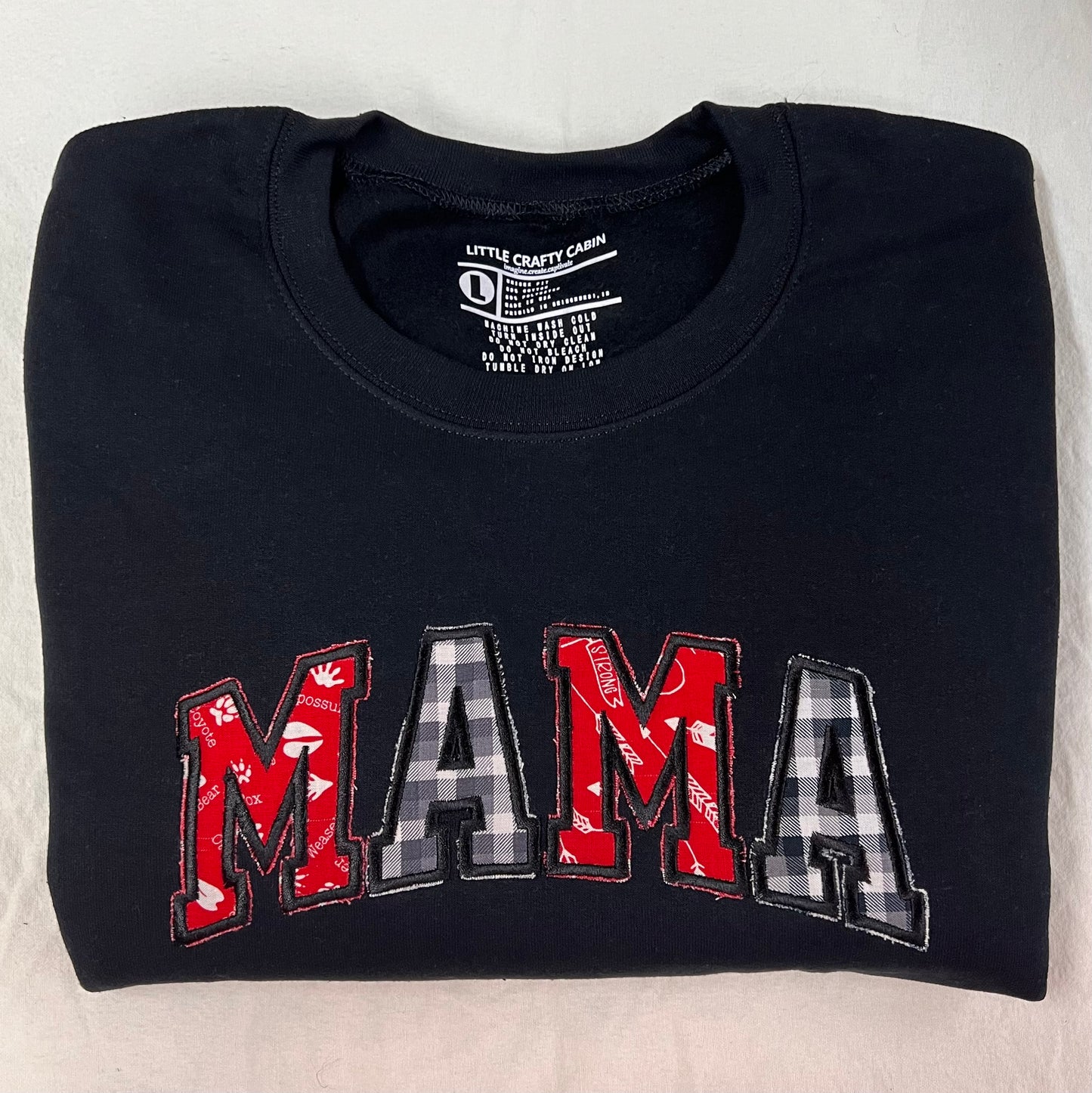 Large Raw Edge Embroidered Mama Crewneck