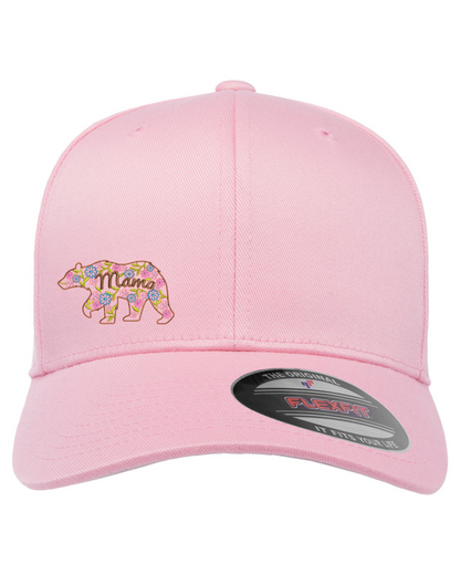 MAMA BEAR EMBROIDERY FLEXFIT PINK