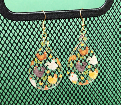 CHICKEN EARRINGS/ACRYLIC