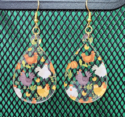 CHICKEN EARRINGS/ACRYLIC