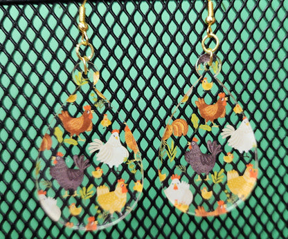 CHICKEN EARRINGS/ACRYLIC