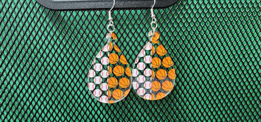 BASEBALL/BASKETBALL ACRYLIC EARRINGS/LASER CUT