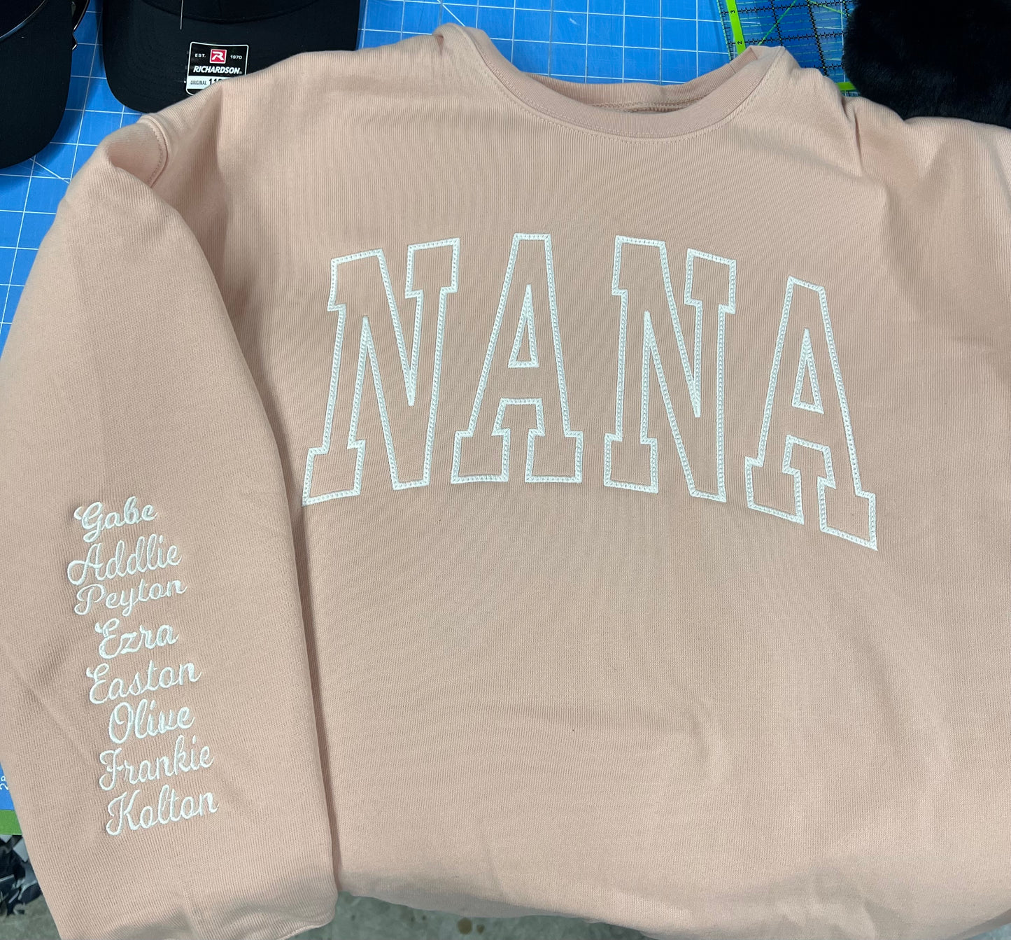 Nana Arched Crewneck with Names on Sleeve