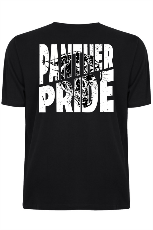 Distressed Panther Pride (White) Black Tee