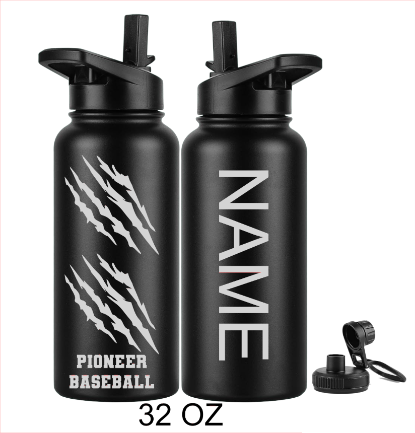 ENGRAVED PIONEER BASEBALL WATER BOTTLE TUMBLERS