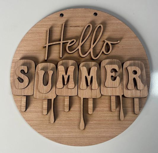 Hello Summer with Popcicles Round Door Hanger DIY Kit