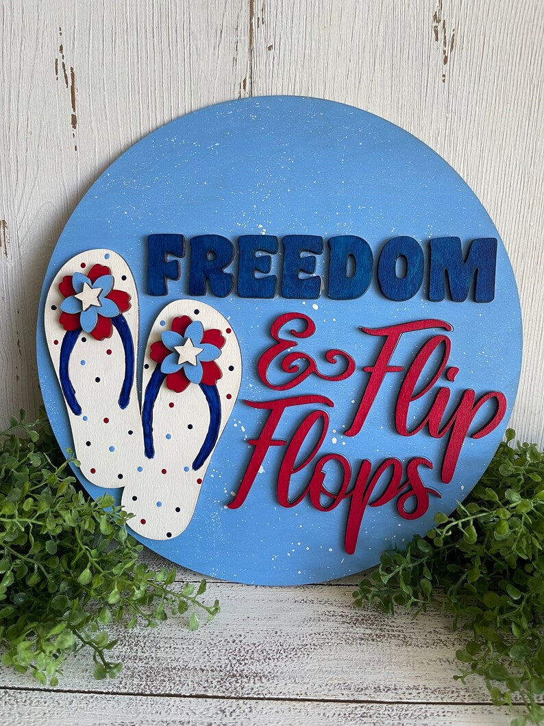 Freedom and Flip Flops Round Door Hanger DIY Kit