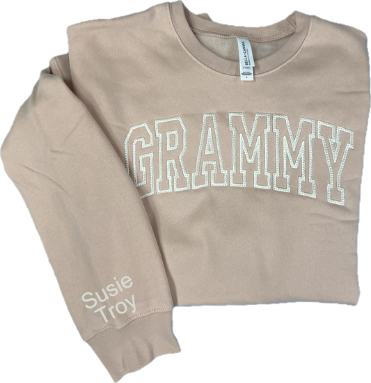 Grammy Arched Crewneck with Names on Sleeve