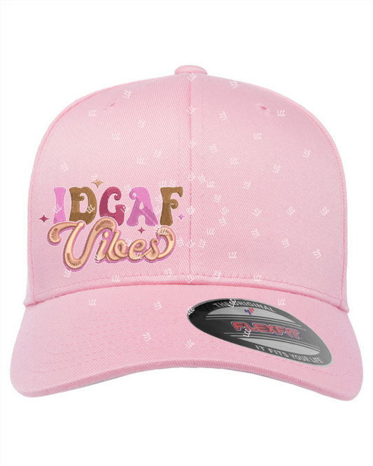 IDGAF PINK FLEXFIT EMBROIDERY HAT