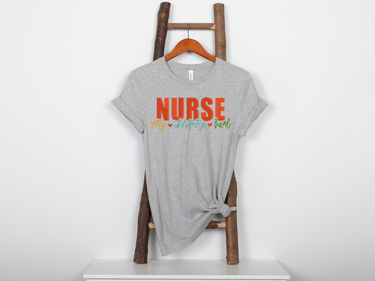 Care Inspire Heal Nurse Embroidery Tee